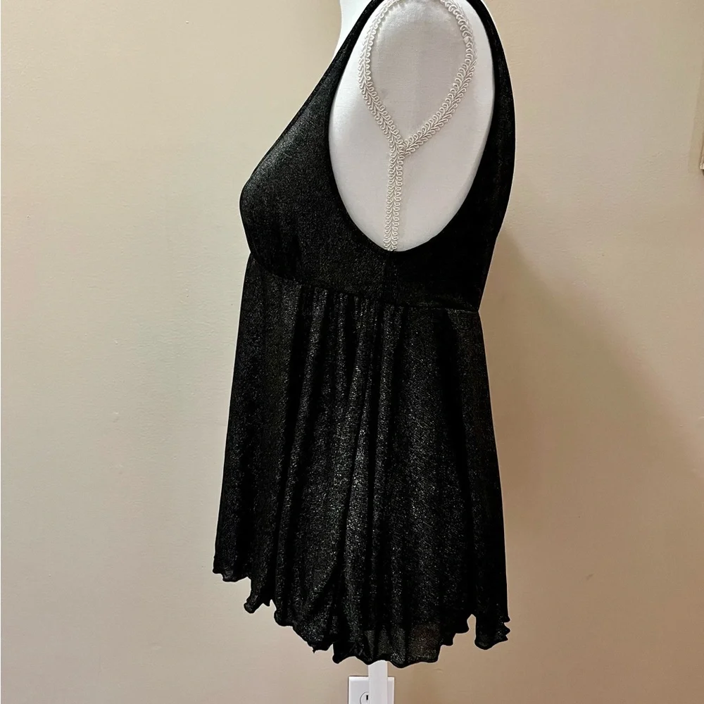Victoria’s Secret Shimmery Black Babydoll Nightie Size Small